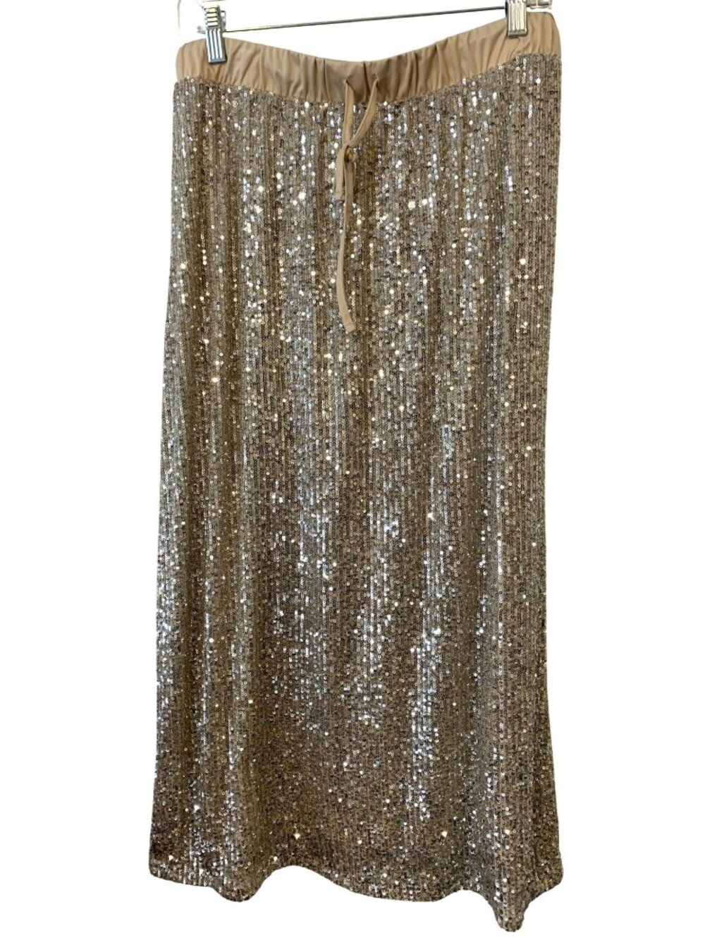 Ophelia Roe Womens M Gold Sequin Midi Skirt Glam Party Cocktail Holiday